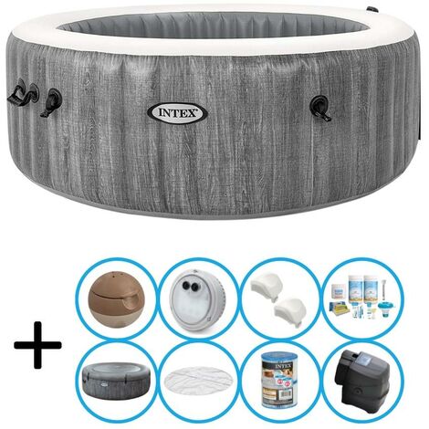 Intex - Greywood Deluxe - Jacuzzi - 216 x 71 cm - Gris - Paquet d'entretien inclus - Gris