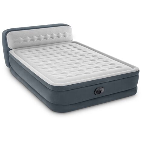 Intex 64118ND - Materasso Gonfiabile Dura-Beam Pillow Rest Mid-Rise Matrimoniale, con Pompa Elettrica Incorporata, PVC, Grigio, 152x203x30 cm