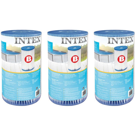 Intex – Lot de 3 cartouches de filtration B – Diamètre 14,2 cm – Hauteur 25,4 cm – Fibre de dacron pour filtration efficace