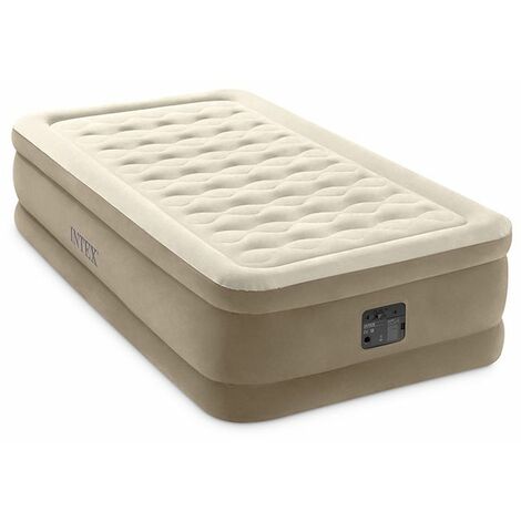 Intex – Matelas gonflable 1 place 191 x 99 x 46 cm – Technologie Fiber-Tech – Flocage doux – Gonfleur électrique intégré