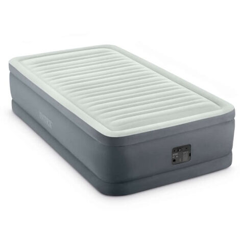 Intex – Matelas gonflable 1 place 99 x 191 x 46 cm – Structure Fiber Tech – Gonfleur électrique intégré 220V – Confort ferme et léger