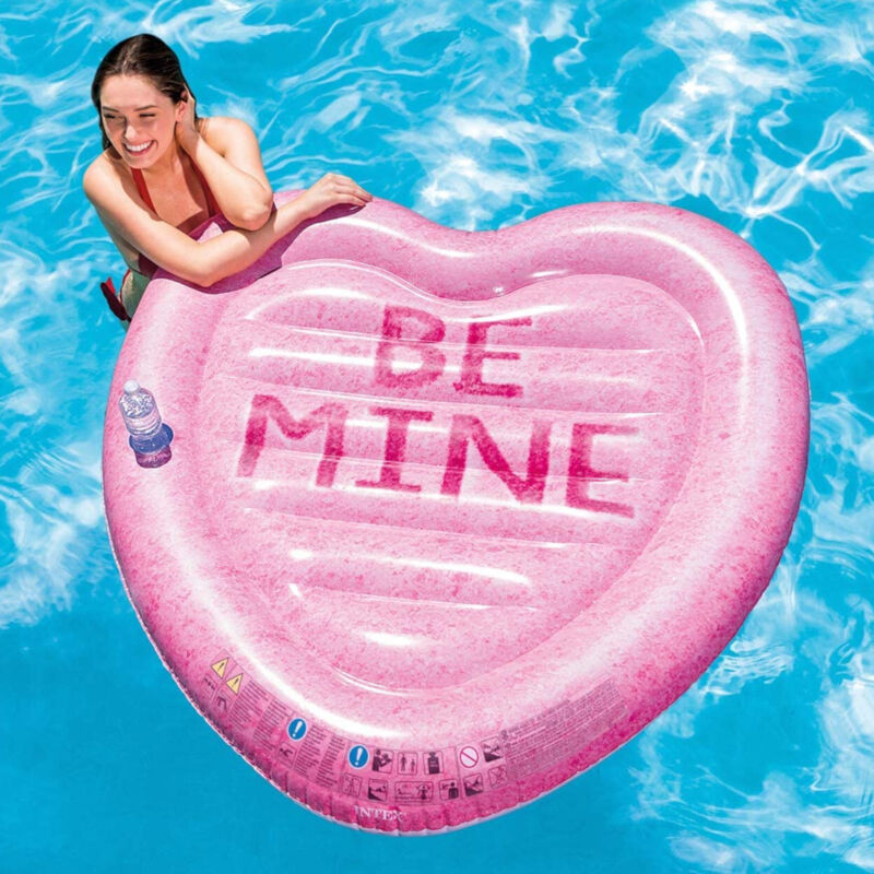 Materassino mare e piscina a forma di cuore rosa 145 x 142 cm - Intex