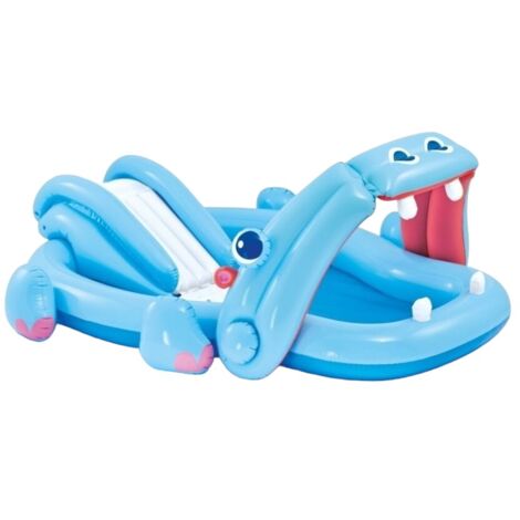 Intex Piscina fuoriterra Ippopotamo Gonfiabile Bambino gioco con scivolo 221 cm