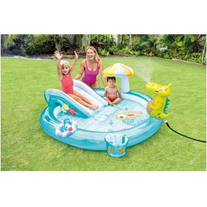 Intex - Piscina con Scivolo Alligatore per Bambini Gonfiabile Gioco da Giardino