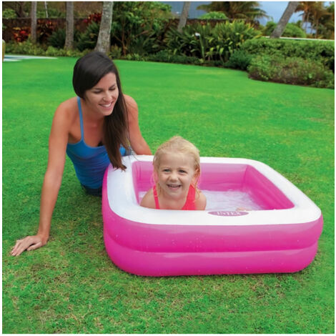 Intex – Piscine gonflable carrée 85x85x23 cm – Capacité 57 litres – Fond gonflable pour confort – Pour enfants de 1 à 3 ans