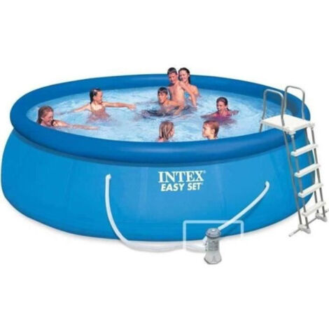 Intex – Piscine hors sol autoportante Easy Set 457 x 122 cm – Ronde avec pompe, bâche, tapis de sol, échelle – Capacité 14,141 L – PVC et métal - 26168NP