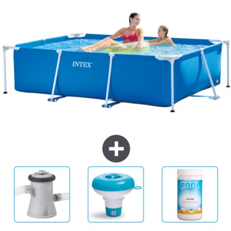 Intex – Piscine tubulaire rectangulaire 220 x 150 x 60 cm – PVC renforcé – Installation rapide en 30 min – Pompe à filtre 1250L/h incluse