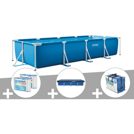 Intex – Piscine tubulaire rectangulaire 3,00 x 2,00 x 0,75 m – Liner triple épaisseur – Montage rapide en 30 min – Filtration à cartouche incluse