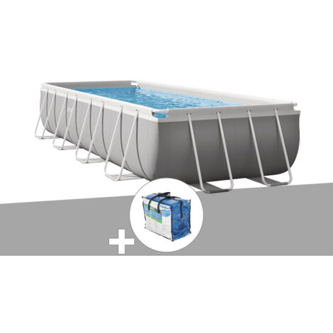Intex – Piscine tubulaire rectangulaire 4,88 x 2,44 x 1,07 m – Bâche à bulles incluse – Filtration à cartouche 2,7 m³/h – Volume 10,90 m³