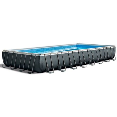 Intex – Piscine tubulaire rectangulaire 9,75 m x 4,88 m x 1,32 m – Volume 54,4 m³ – Structure 3 couches avec maille polyester – Système de filtration inclus
