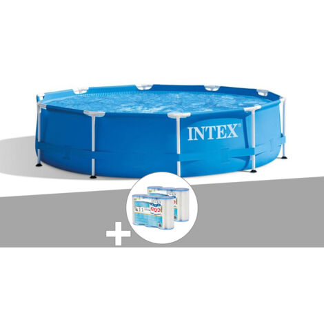 Intex – Piscine tubulaire ronde 3,05 x 0,76 m – Métal Frame – Volume 4,30 m³ – Filtration à cartouche – Facile à installer
