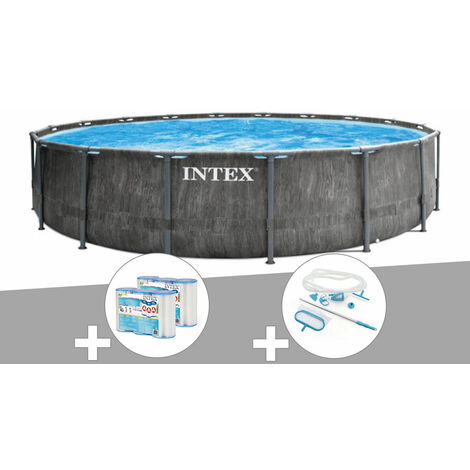 Intex – Piscine tubulaire ronde 5,49 x 1,22 m – Liner PVC triple épaisseur – Débit filtration 4,4 m³/h – Accessoires inclus : bâche, échelle, tapis de sol