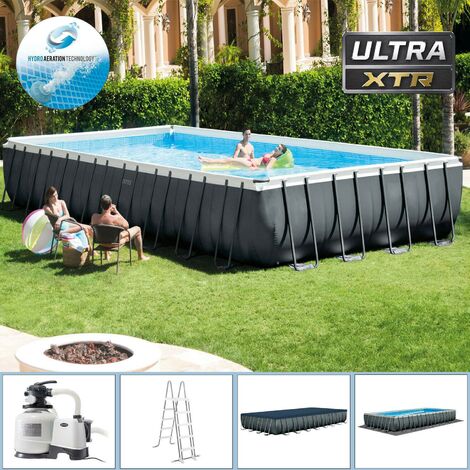 Intex – Piscine tubulaire XTR Ultra Frame 26374 – 975 x 488 x 132 cm – Capacité 54 368 l – Matériau Super-Tough – Montage sans connecteurs