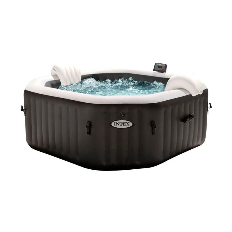 Intex - Pure Spa Bubble e Jet Massage Deluxe Ottagonale 201X71 Cm 4 Posti Con Pompa, Riscaldatore, Sistema Purificazione Acqua, Clorinatore, 2 Poggia