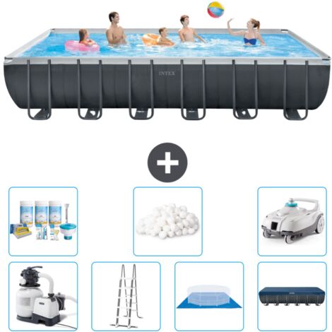 Intex rechteckiger Ultra XTR-Rahmenpool – 732 x 366 x 132 cm – Inklusive Zubehör CB45