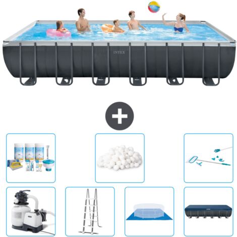 Intex rechteckiger Ultra XTR-Rahmenpool – 732 x 366 x 132 cm – Inklusive Zubehör CB46