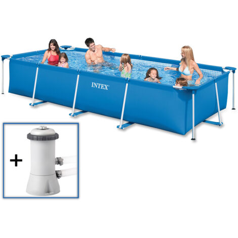 Intex - Rectangular Frame - Pool mit Filterpumpe - 450x220x84 cm - Rectangular - Schwimmbecken