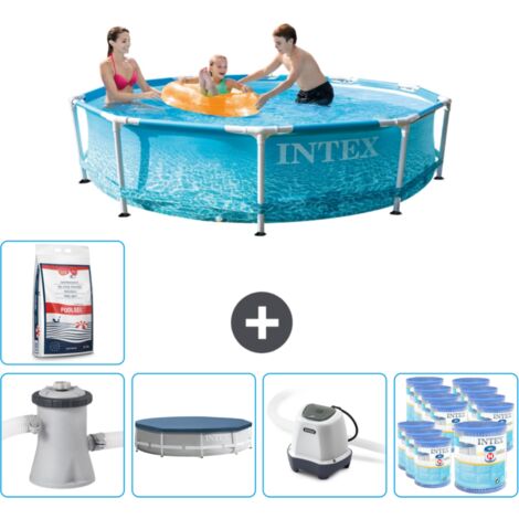 Intex Rundrahmen-Schwimmbecken – 305 x 76 cm – Wasserdruck – Inklusive Zubehör CB55