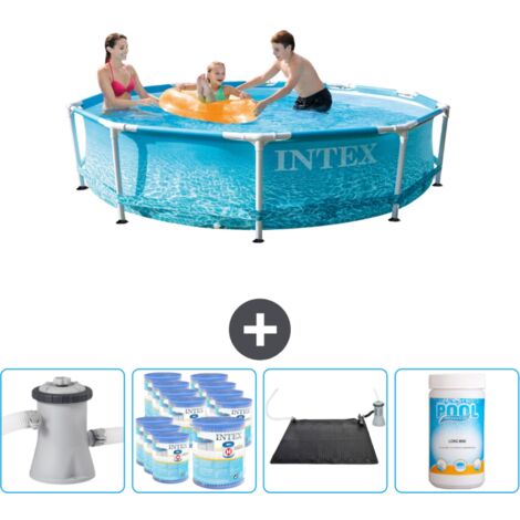 Intex Rundrahmen-Schwimmbecken – 305 x 76 cm – Wasserdruck – Inklusive Zubehör CB92
