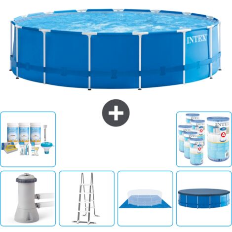 Intex Rundrahmen-Schwimmbecken – 457 x 122 cm – Blau – Inklusive Zubehör CB41