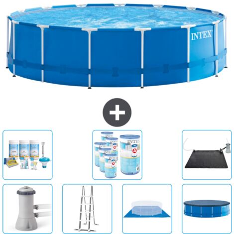 Intex Rundrahmen-Schwimmbecken – 457 x 122 cm – Blau – Inklusive Zubehör CB44