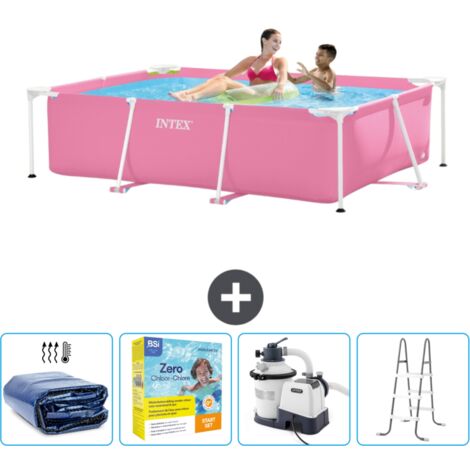 Intex-Schwimmbecken mit rechteckigem Rahmen – 220 x 150 x 60 cm – Rosa – im Lieferumfang enthalten Accessoire CB71