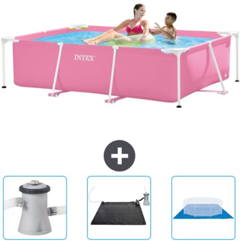 Intex-Schwimmbecken mit rechteckigem Rahmen – 220 x 150 x 60 cm – Rosa – im Lieferumfang enthalten Accessoire CB79