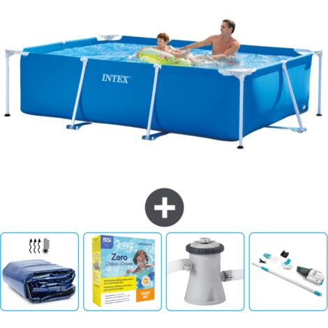 Intex-Schwimmbecken mit rechteckigem Rahmen – 260 x 160 x 65 cm – Blau – im Lieferumfang enthalten Accessoire CB12