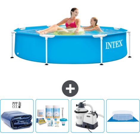 Intex-Schwimmbecken mit rundem Rahmen – 244 x 51 cm – Blau – im Lieferumfang enthalten Accessoire CB59