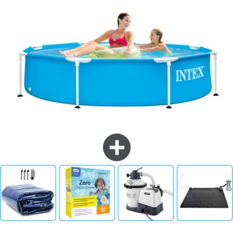 Intex-Schwimmbecken mit rundem Rahmen – 244 x 51 cm – Blau – im Lieferumfang enthalten Accessoire CB69