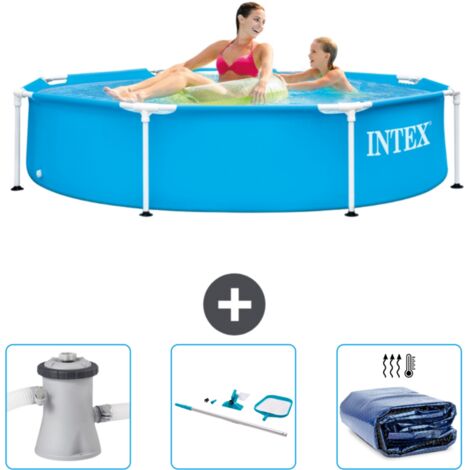 Intex-Schwimmbecken mit rundem Rahmen – 244 x 51 cm – Blau – im Lieferumfang enthalten Accessoire CB81