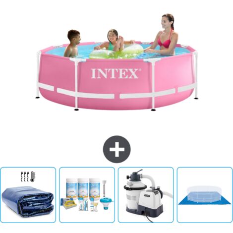 Intex-Schwimmbecken mit rundem Rahmen – 244 x 76 cm – Rosa – im Lieferumfang enthalten Accessoire CB59