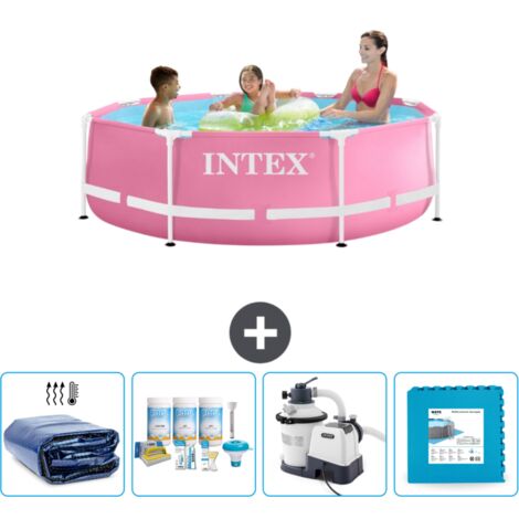 Intex-Schwimmbecken mit rundem Rahmen – 244 x 76 cm – Rosa – im Lieferumfang enthalten Accessoire CB60