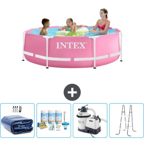 Intex-Schwimmbecken mit rundem Rahmen – 244 x 76 cm – Rosa – im Lieferumfang enthalten Accessoire CB64