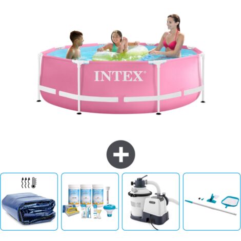 Intex-Schwimmbecken mit rundem Rahmen – 244 x 76 cm – Rosa – im Lieferumfang enthalten Accessoire CB65