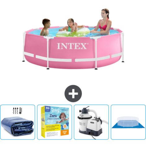 Intex-Schwimmbecken mit rundem Rahmen – 244 x 76 cm – Rosa – im Lieferumfang enthalten Accessoire CB66