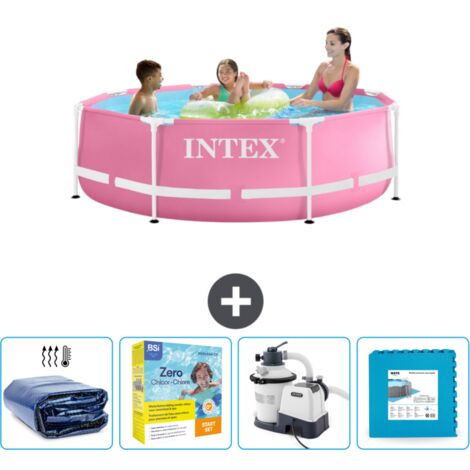 Intex-Schwimmbecken mit rundem Rahmen – 244 x 76 cm – Rosa – im Lieferumfang enthalten Accessoire CB67