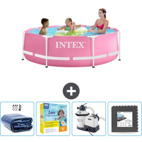 Intex-Schwimmbecken mit rundem Rahmen – 244 x 76 cm – Rosa – im Lieferumfang enthalten Accessoire CB68