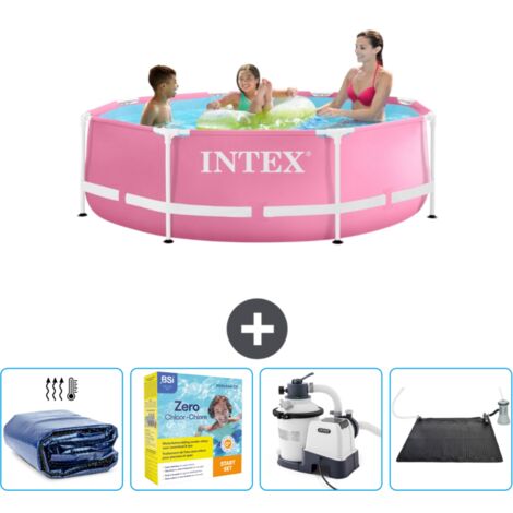 Intex-Schwimmbecken mit rundem Rahmen – 244 x 76 cm – Rosa – im Lieferumfang enthalten Accessoire CB69