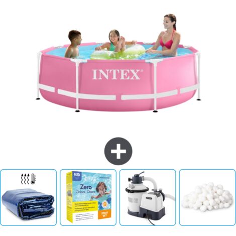 Intex-Schwimmbecken mit rundem Rahmen – 244 x 76 cm – Rosa – im Lieferumfang enthalten Accessoire CB70