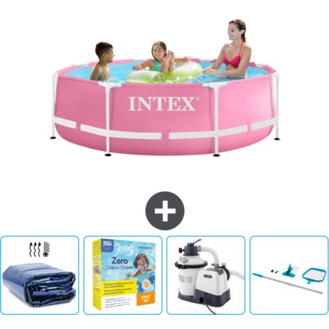 Intex-Schwimmbecken mit rundem Rahmen – 244 x 76 cm – Rosa – im Lieferumfang enthalten Accessoire CB72