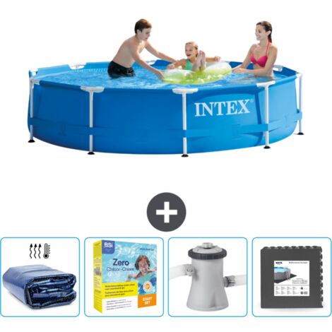 Intex-Schwimmbecken mit rundem Rahmen – 305 x 76 cm – Blau – im Lieferumfang enthalten Accessoire CB10