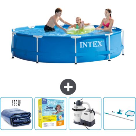 Intex-Schwimmbecken mit rundem Rahmen – 305 x 76 cm – Blau – im Lieferumfang enthalten Accessoire CB72