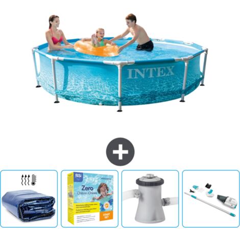 Intex-Schwimmbecken mit rundem Rahmen – 305 x 76 cm – Wasserdruck – im Lieferumfang enthalten Accessoire CB12