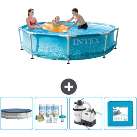 Intex-Schwimmbecken mit rundem Rahmen – 305 x 76 cm – Wasserdruck – im Lieferumfang enthalten Accessoire CB60