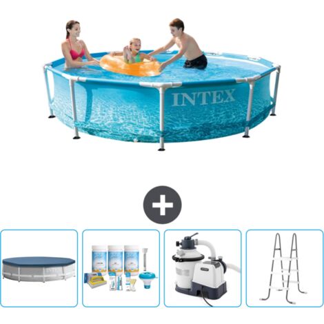 Intex-Schwimmbecken mit rundem Rahmen – 305 x 76 cm – Wasserdruck – im Lieferumfang enthalten Accessoire CB64