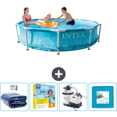 Intex-Schwimmbecken mit rundem Rahmen – 305 x 76 cm – Wasserdruck – im Lieferumfang enthalten Accessoire CB67