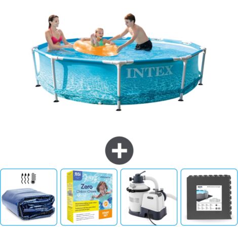 Intex-Schwimmbecken mit rundem Rahmen – 305 x 76 cm – Wasserdruck – im Lieferumfang enthalten Accessoire CB68