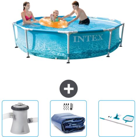 Intex-Schwimmbecken mit rundem Rahmen – 305 x 76 cm – Wasserdruck – im Lieferumfang enthalten Accessoire CB78