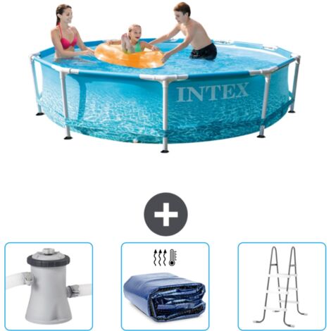 Intex-Schwimmbecken mit rundem Rahmen – 305 x 76 cm – Wasserdruck – im Lieferumfang enthalten Accessoire CB83